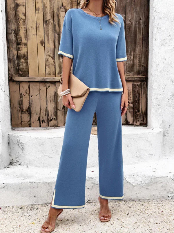 Isabella Women's casual color trousers Two Pieces Sets