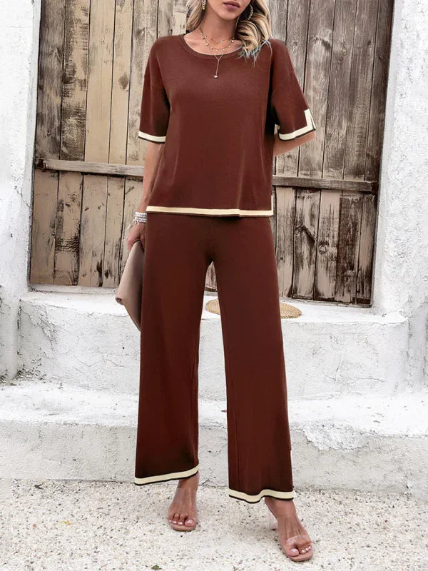 Isabella Women's casual color trousers Two Pieces Sets