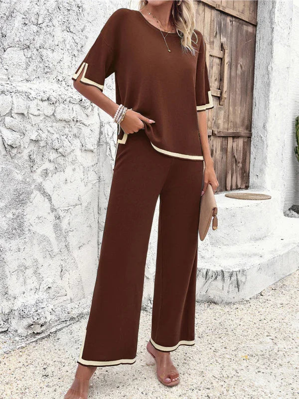 Isabella Women's casual color trousers Two Pieces Sets