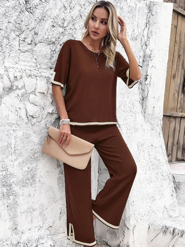 Isabella Women's casual color trousers Two Pieces Sets