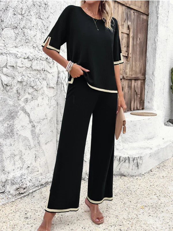 Isabella Women's casual color trousers Two Pieces Sets