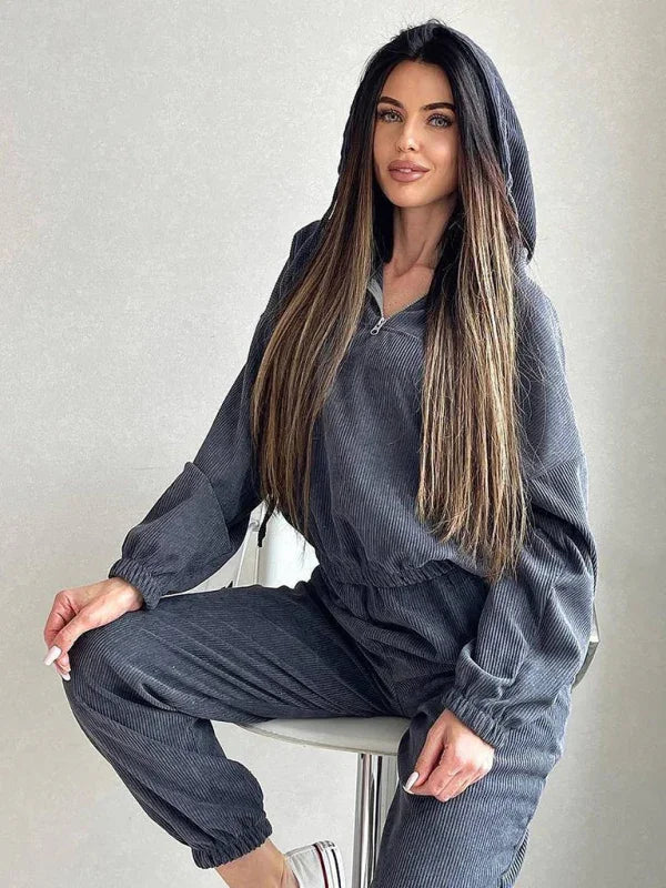 Ava New long sleeve zipper women's Two Pieces Sets