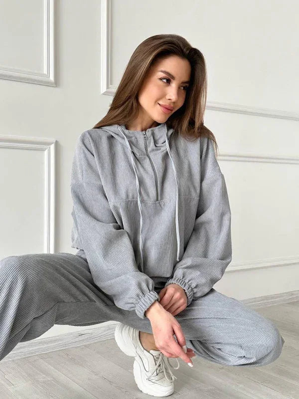 Ava New long sleeve zipper women's Two Pieces Sets
