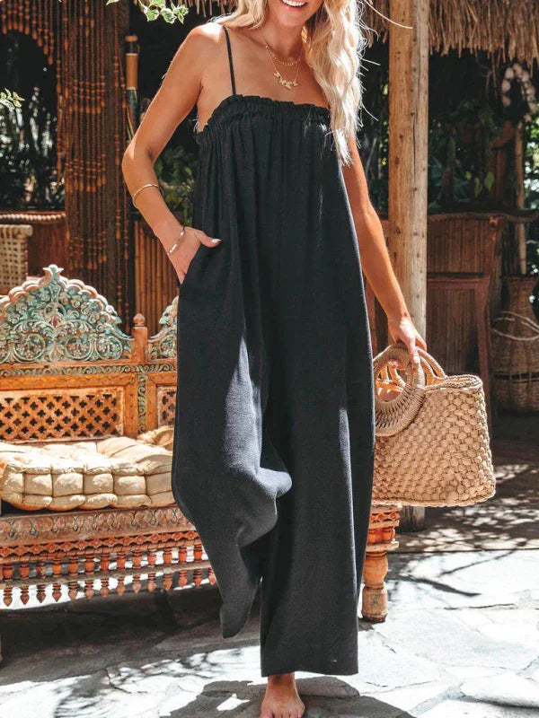 Gabriela New Loose High-Waisted Wide-Leg Fashion Suspender Jumpsuits