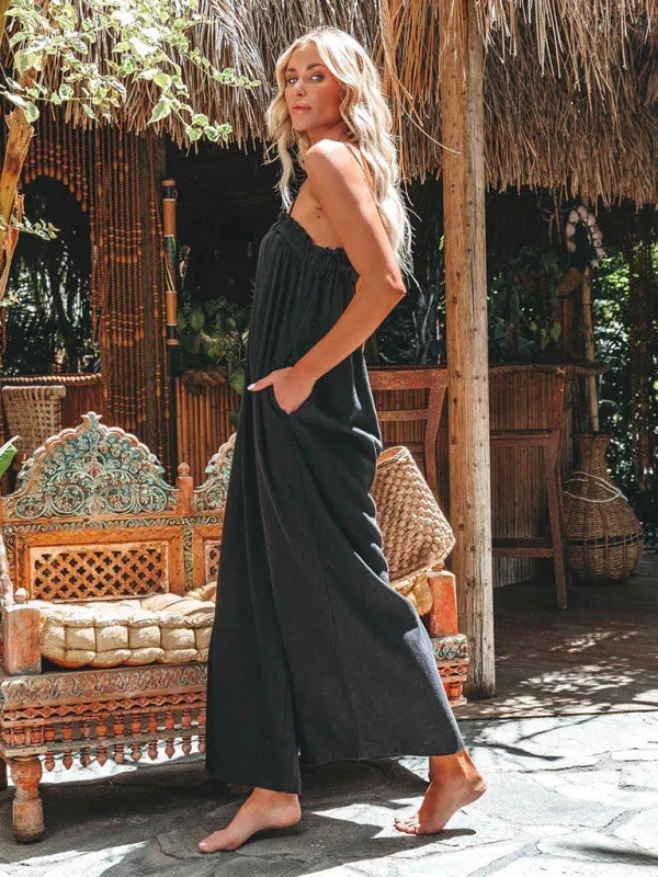 Gabriela New Loose High-Waisted Wide-Leg Fashion Suspender Jumpsuits