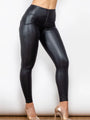Isabel Casual Solid Matte PU Leather Long Pants - Vestir en Moda