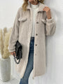Ivory Collared Neck Drop Shoulder Buttoned Coat - Vestir en Moda