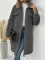 Ivory Collared Neck Drop Shoulder Buttoned Coat - Vestir en Moda