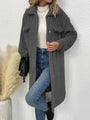 Ivory Collared Neck Drop Shoulder Buttoned Coat - Vestir en Moda