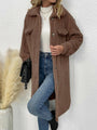 Ivory Collared Neck Drop Shoulder Buttoned Coat - Vestir en Moda