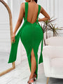 Izabella Backless Ruched Slit Opaque Elegant Maxi Dress - Vestir en Moda