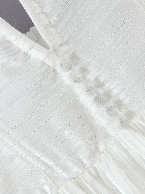 Julia Three Layer Colorful Silk Chiffon Pleated Dress with Tie - Vestir en Moda