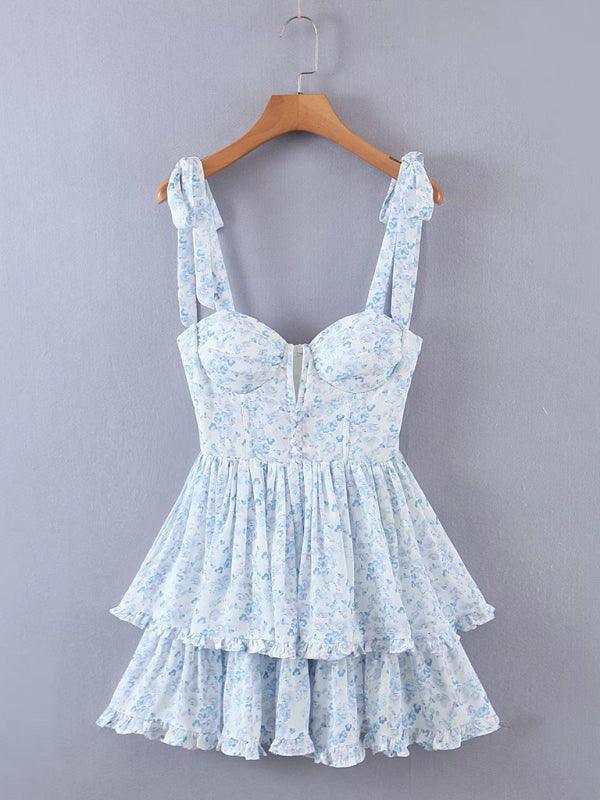 Julia Three Layer Colorful Silk Chiffon Pleated Dress with Tie - Vestir en Moda
