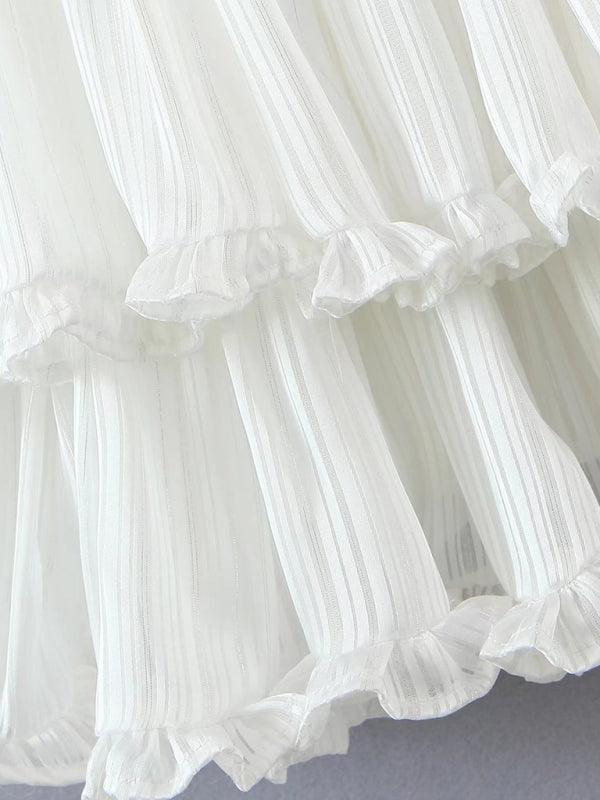 Julia Three Layer Colorful Silk Chiffon Pleated Dress with Tie - Vestir en Moda
