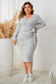 Kailani Plus Size Surplice Neck Long Sleeve Slit Dress - Vestir en Moda
