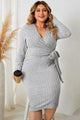 Kailani Plus Size Surplice Neck Long Sleeve Slit Dress - Vestir en Moda