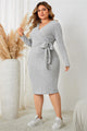 Kailani Plus Size Surplice Neck Long Sleeve Slit Dress - Vestir en Moda