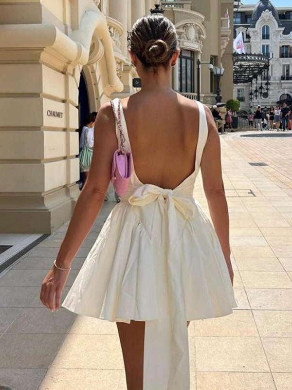 Kaitlyn Sexy Backless Strappy Bow Evening Dress - Vestir en Moda