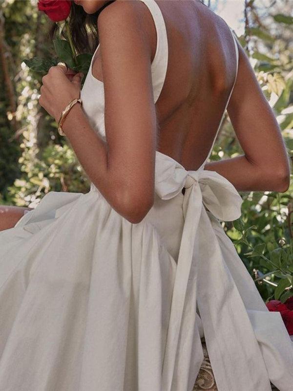 Kaitlyn Sexy Backless Strappy Bow Evening Dress - Vestir en Moda