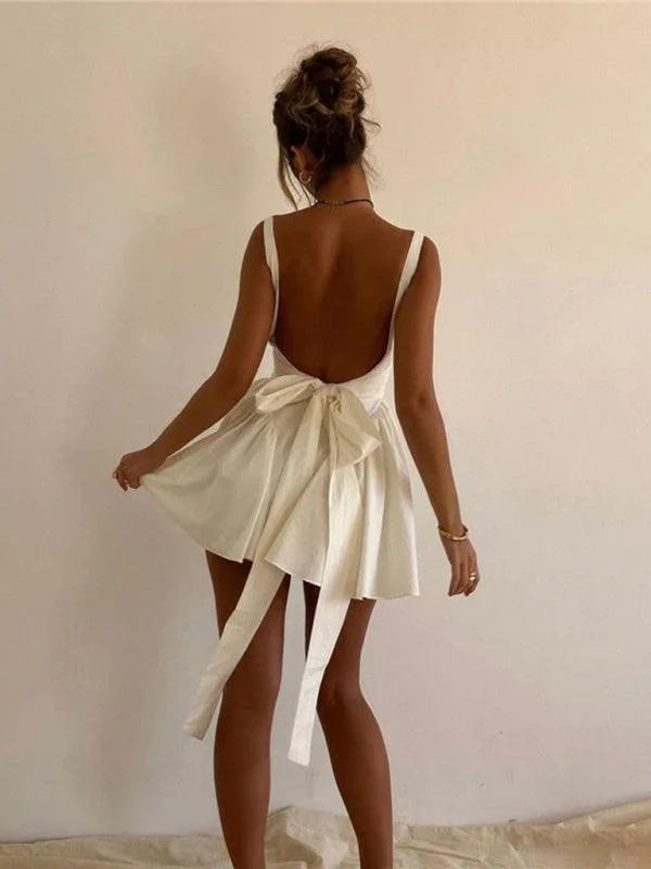 Kaitlyn Sexy Backless Strappy Bow Evening Dress - Vestir en Moda