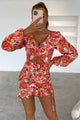 Kalani Floral Cutout Long Sleeve Mini Dress - Vestir en Moda