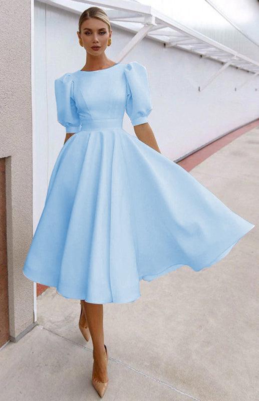 Kensley Fashion Solid Color Slim Fit Sexy Big Swing Dress - Vestir en Moda