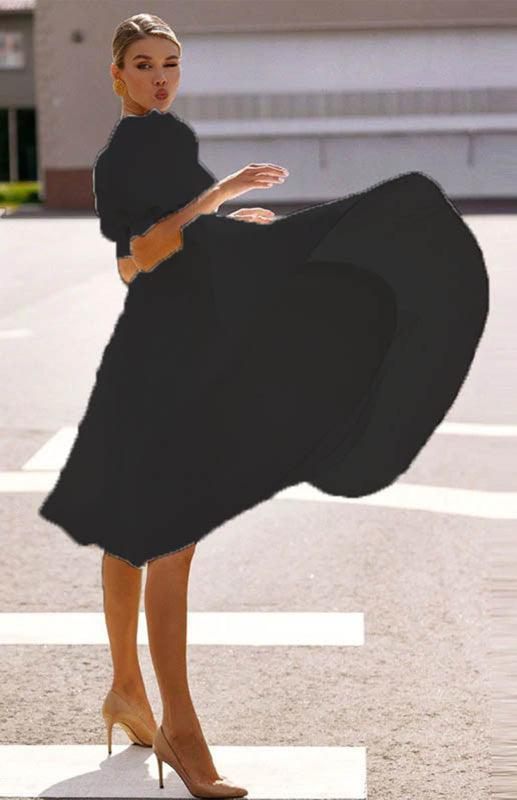 Kensley Fashion Solid Color Slim Fit Sexy Big Swing Dress - Vestir en Moda