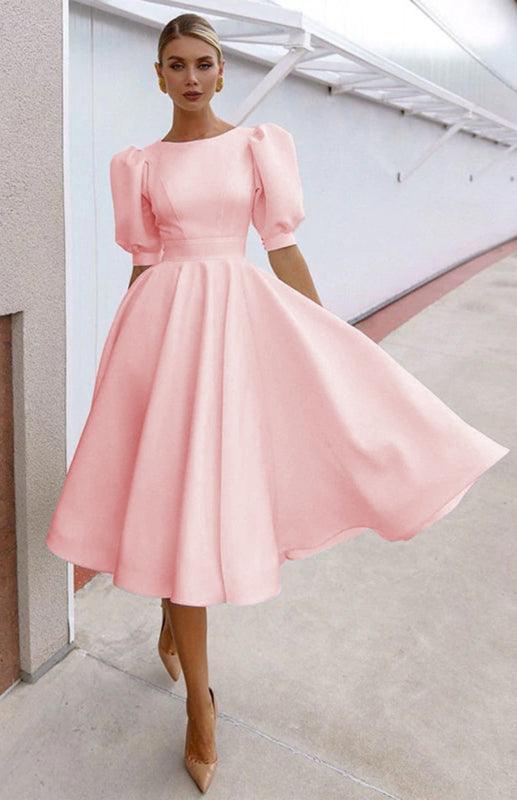 Kensley Fashion Solid Color Slim Fit Sexy Big Swing Dress - Vestir en Moda