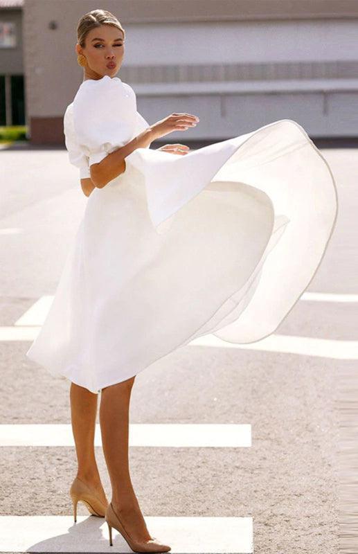 Kensley Fashion Solid Color Slim Fit Sexy Big Swing Dress - Vestir en Moda