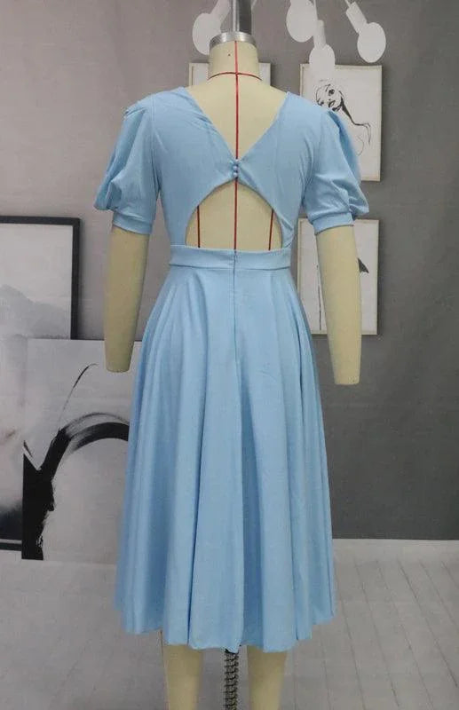 Kensley Fashion Solid Color Slim Fit Sexy Big Swing Dress - Vestir en Moda