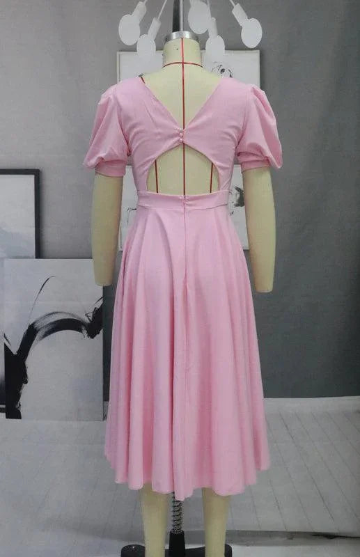 Kensley Fashion Solid Color Slim Fit Sexy Big Swing Dress - Vestir en Moda