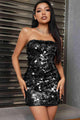 Leyla Sequin Slightly Stretchy Elegant Strapless Mini Dress - Vestir en Moda