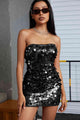 Leyla Sequin Slightly Stretchy Elegant Strapless Mini Dress - Vestir en Moda
