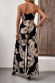 Lyla Belted Printed Strapless Wide Leg Jumpsuit with Pockets - Vestir en Moda
