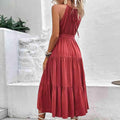 Lylah Tie Belt Tiered Midi Dress - Vestir en Moda