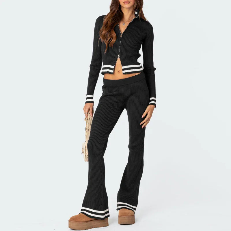 Aurora Women's zipper wide Two Pieces Sets