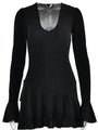 Mara Deep V Neck Fashionable Bell Sleeves Tight Dress - Vestir en Moda
