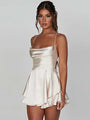 Margo New Suspender Satin Backless Strappy A Hem Dress - Vestir en Moda
