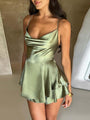 Margo New Suspender Satin Backless Strappy A Hem Dress - Vestir en Moda