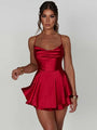 Margo New Suspender Satin Backless Strappy A Hem Dress - Vestir en Moda