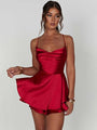 Margo New Suspender Satin Backless Strappy A Hem Dress - Vestir en Moda