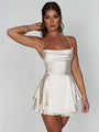 Margo New Suspender Satin Backless Strappy A Hem Dress - Vestir en Moda