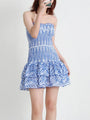 Maria Arrival Strapless Slim Ruffle Hem Embroidered Short Dress - Vestir en Moda