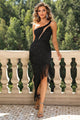 Mariah Fringed Asymmetrical Hem One-Shoulder Elegant Dress - Vestir en Moda