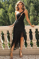 Mariah Fringed Asymmetrical Hem One-Shoulder Elegant Dress - Vestir en Moda