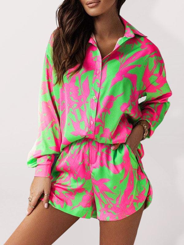 Marie Women's Bright Printed Long Sleeve Two pieces Sets - Vestir en Moda