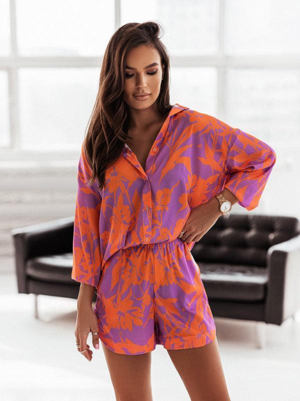 Marie Women's Bright Printed Long Sleeve Two pieces Sets - Vestir en Moda