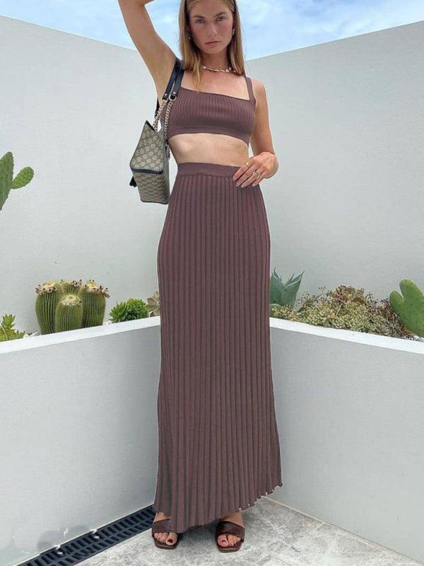 Martina Elegant Sleeveless Pleated Two pieces Set - Vestir en Moda