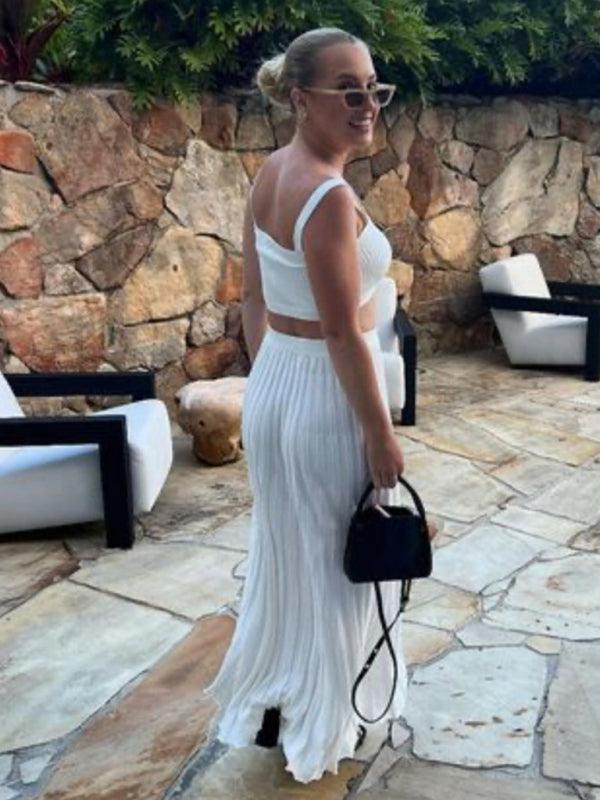 Martina Elegant Sleeveless Pleated Two pieces Set - Vestir en Moda