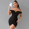Maxine Off The Shoulder Ruched Sheath Mini Dress - Vestir en Moda